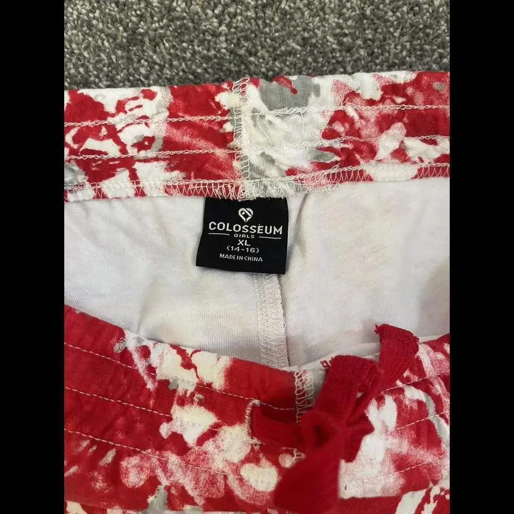 NWT Girl’s South Dakota Coyotes Red/white Tie Dye Shorts XL (14/16) - Picture 5 of 5
